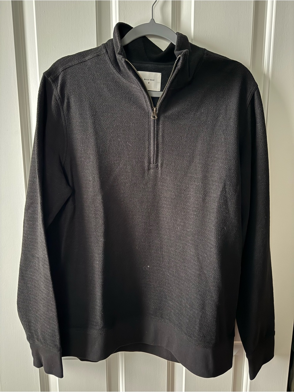 Billy Reid Herringbone Half Zip / Black / M
